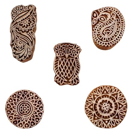 Set of 5 Piece New Mix Wooden Printing Blocks